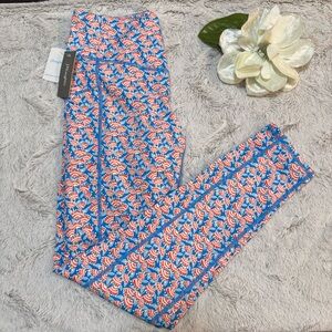 J. McLaughlin Blue and Coral Rhonda Caravelle Patterned Leggings